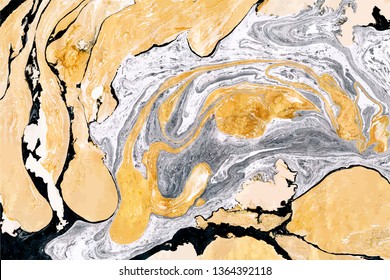 Gold and black marble vector background. Resin art backdrop for text, modern design. Mixed paint effect. Vibrant fluid art. Natural stone, agate, granite texture. Minimal abstract wallpaper design