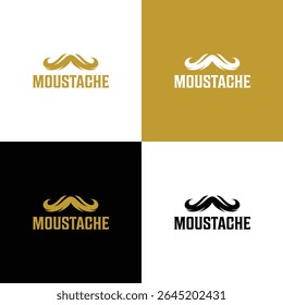 gold and black mustache logo. mustache icon