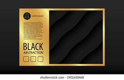 Fondo del Neomorfismo Oro y Negro. Vector ondas diagonales oscuras en estilo neomorfo y fondo dorado para el diseño de texto.