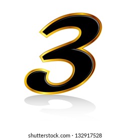 Gold black number 3