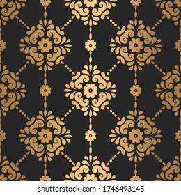 Gold and black ornamental seamless pattern. Vintage vector, paisley elements. Ornament. Traditional, Turkish, Indian motifs. Great for fabric and textile, wallpaper, packaging or any desired idea.