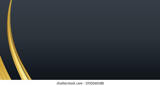 Gold black paper waves abstract banner design. Elegant wavy vector background