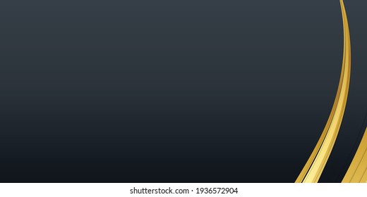 Diseño de pancartas abstracto con ondas de papel negro dorado. Elegante fondo vectorial ondulado