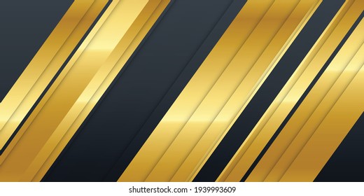Gold black paper waves abstract banner design. Elegant wavy vector background