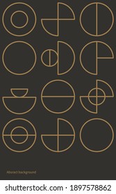 Gold and black pattern, Bauhaus poster. Abstract geometric design. Vector illustration