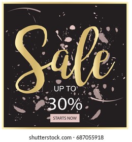 Gold, black, pink Sale background in vector