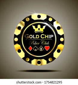 Gold Black Poker Chip Stock Vector (Royalty Free) 1754821295