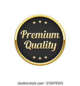 Gold black premium quality round badge, banner 
