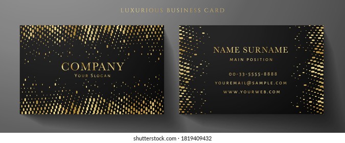 Gold and black premium vip card template (Gift Card set). Deluxe pattern (golden circular dots). Rich design useful for invite event, luxury gift certificate, exclusive voucher