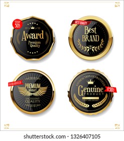 Gold and black retro sale badges and labels collection