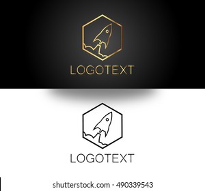 Gold and Black Rocket Vector can be used as logo template and icon