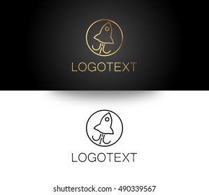 Gold and Black Rocket Vector can be used as logo template and icon