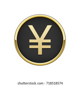 Gold black round badge with Japanese yen sign