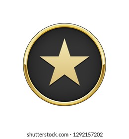 Gold Black Round Badge With Star Icon