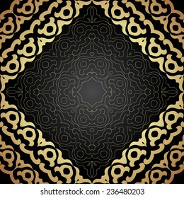 Gold and black seamless pattern in Victorian style. Vector illustration