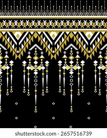 Oro y Negro Serie de Geometría Nativo Americano Indio Navajo Azteca Étnica Estilo de Decoración Tradicional 