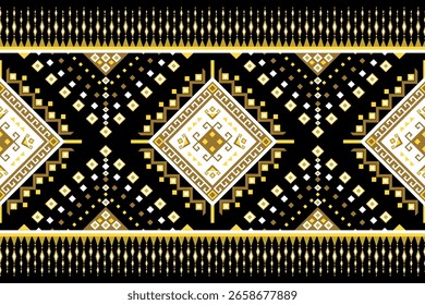 Oro y Negro Serie de Geometría Nativo Americano Indio Navajo Azteca Patrón de Decoración Tradicional 