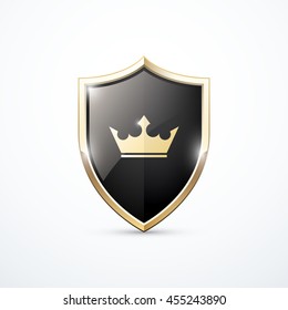Gold and black shield with crown