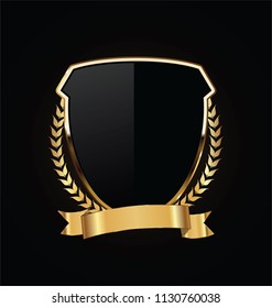 Gold and black shield with gold laurels