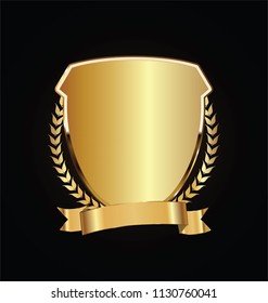Gold and black shield with gold laurels
