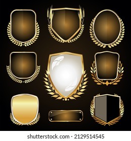 
Gold and black shield with gold laurels