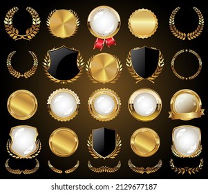 Gold and black shield with gold laurels