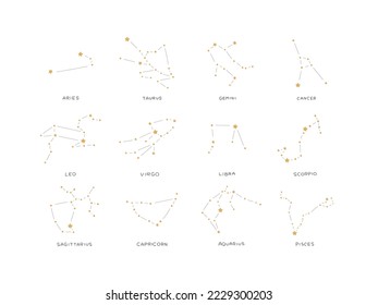 Einfache 12 Konstellationen aus Gold und Schwarz