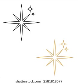 Gold and black sparkle stars icon. Set of golden and black star icons in different style. Shiny twinkle golden and black stars for decoration. vector illustration. EPS 10 AI