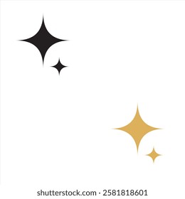 Gold and black sparkle stars icon. Set of golden and black star icons in different style. Shiny twinkle golden and black stars for decoration. vector illustration. EPS 10 AI