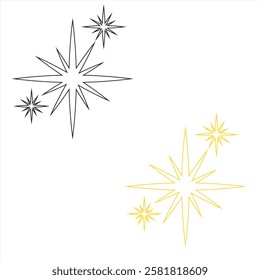 Gold and black sparkle stars icon. Set of golden and black star icons in different style. Shiny twinkle golden and black stars for decoration. vector illustration. EPS 10 AI