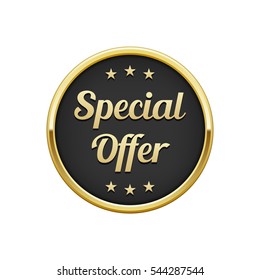 Gold Black Special Offer Round Badge 