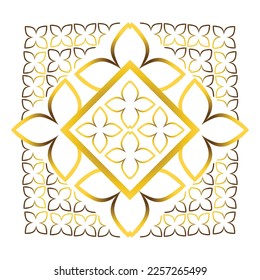 Gold and black square frame with floral ornament. Element for design