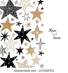 Gold and black stars. Cute postcard.