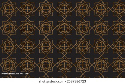 Gold and black thin line seamless vector pattern. Geometric floral linear flower tile pattern. Luxurious oriental art deco texture background. Golden lines on white background wedding design.