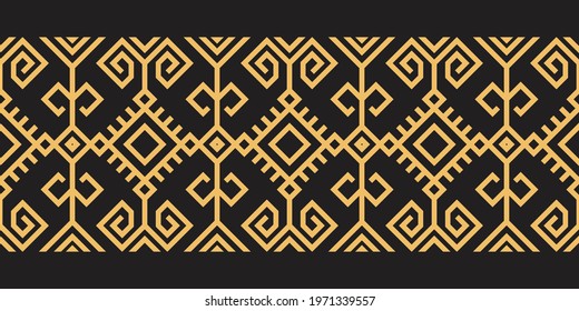 Gold Black Traditional Tenun Ikat Seamless Pattern