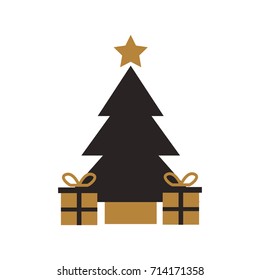 gold and black tree pine gift boxes star christmas decoration