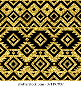 Gold and black tribal seamless pattern