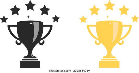 ilustración de trofeo dorado y negro diseño de iconos vectores 