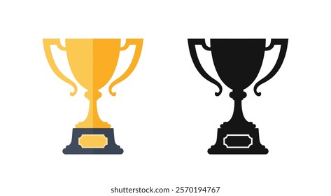 Gold and Black Trophy Vector Icon Set