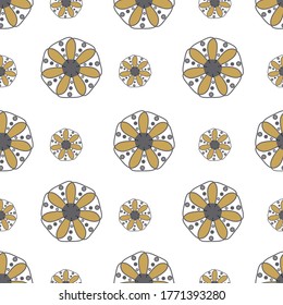 Gold, black and white dots repeat pattern print