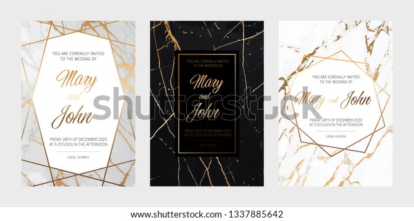 Gold Black White Marble Elegant Wedding Stock Vector (Royalty Free ...