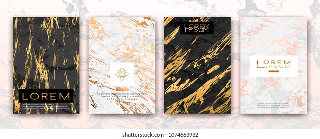 Gold Black White Marble Template Artistic Stock Vector (Royalty Free ...