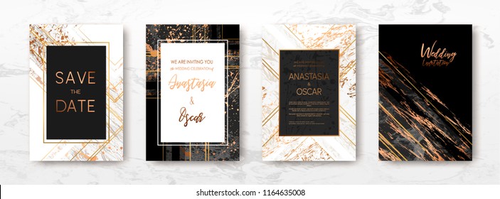 Gold, black, white marble template, artistic covers design, colorful texture, realistic cube, backgrounds. Trendy pattern, graphic poster, geometric brochure, cards. Vector illustration.