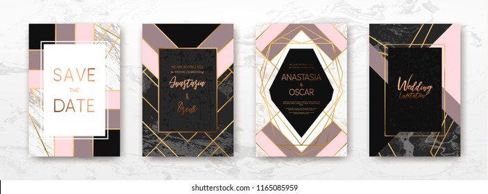 Gold, black, white marble template, artistic covers design, colorful texture, realistic cube, backgrounds. Trendy pattern, graphic poster, geometric brochure, cards. Vector illustration.