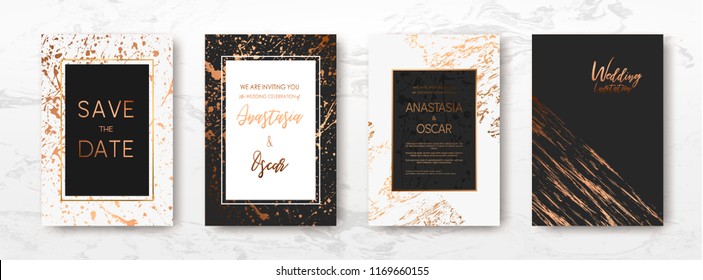 Gold, black, white marble template, artistic covers design, colorful texture, backgrounds. Trendy pattern, graphic poster, geometric brochure, cards. Vector illustration.