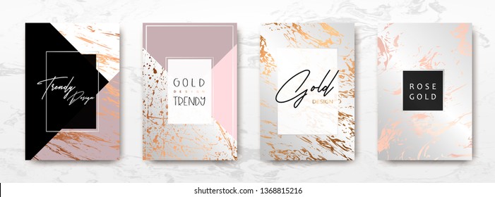 Gold, black, white marble template, artistic covers design, colorful texture, realistic cube, backgrounds. Trendy pattern, graphic poster, geometric brochure, cards. Vector illustration.