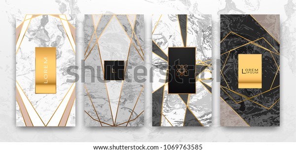 Gold Black White Marble Template Artistic Image Vectorielle De Stock 