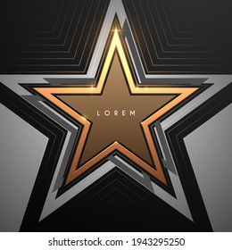 Gold black and white star background