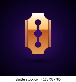 Gold Blade razor icon isolated on dark blue background.  Vector Illustration