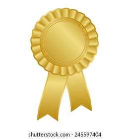 gold blank award rosette with ribbon